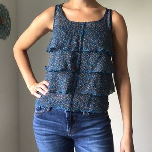 Blue floral tank top